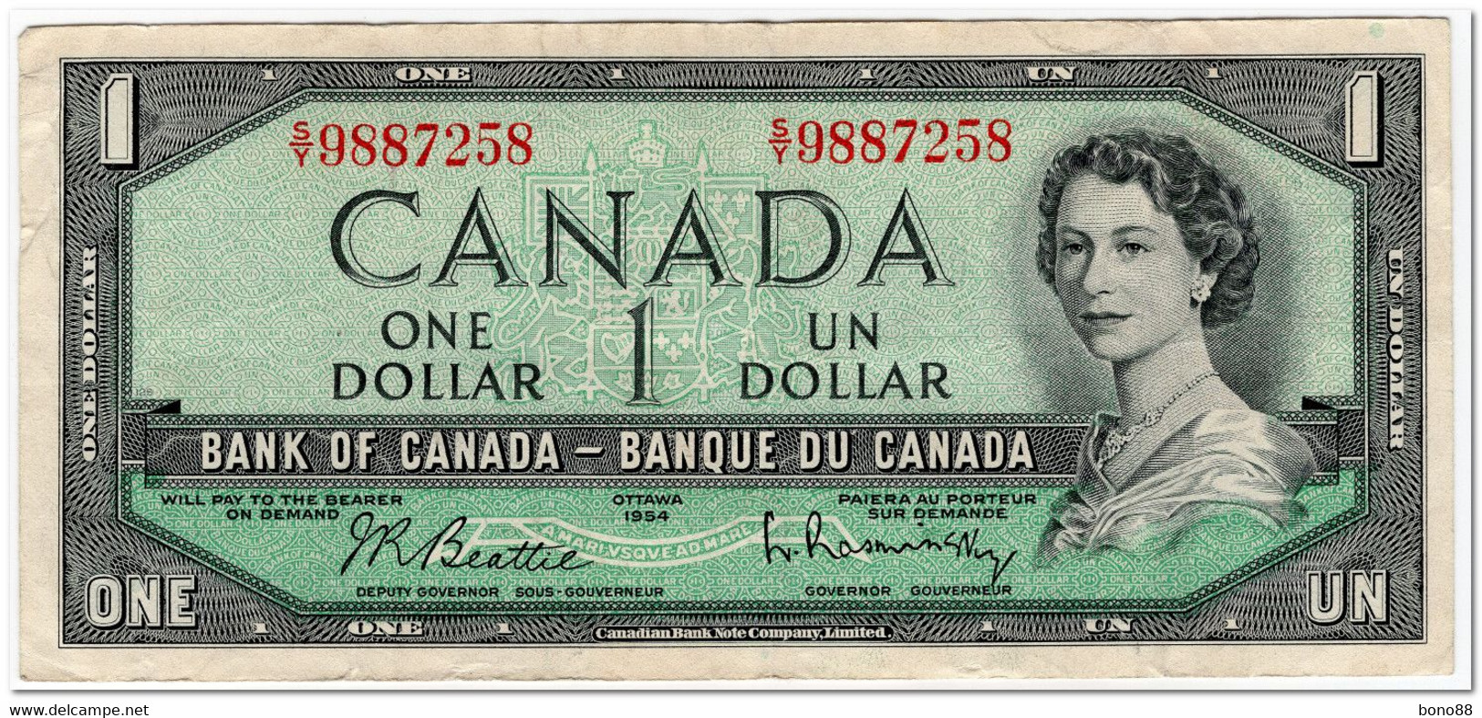 CANADA,1 DOLLAR,1954 (1961-1972)P.74b,VF - Jamaique