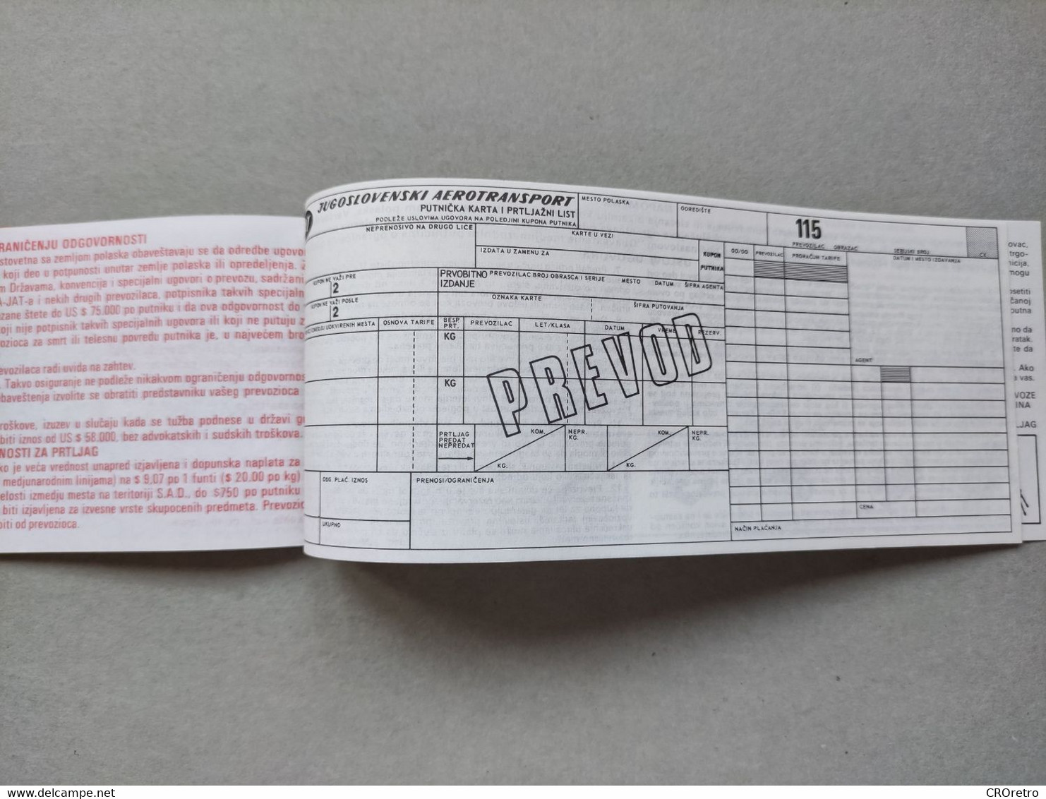 JAT - Airways Yugoslav Airlines, Passenger Ticket and Baggage Check 1979, Zagreb - Paris, Jugoslovenski Aerotransport