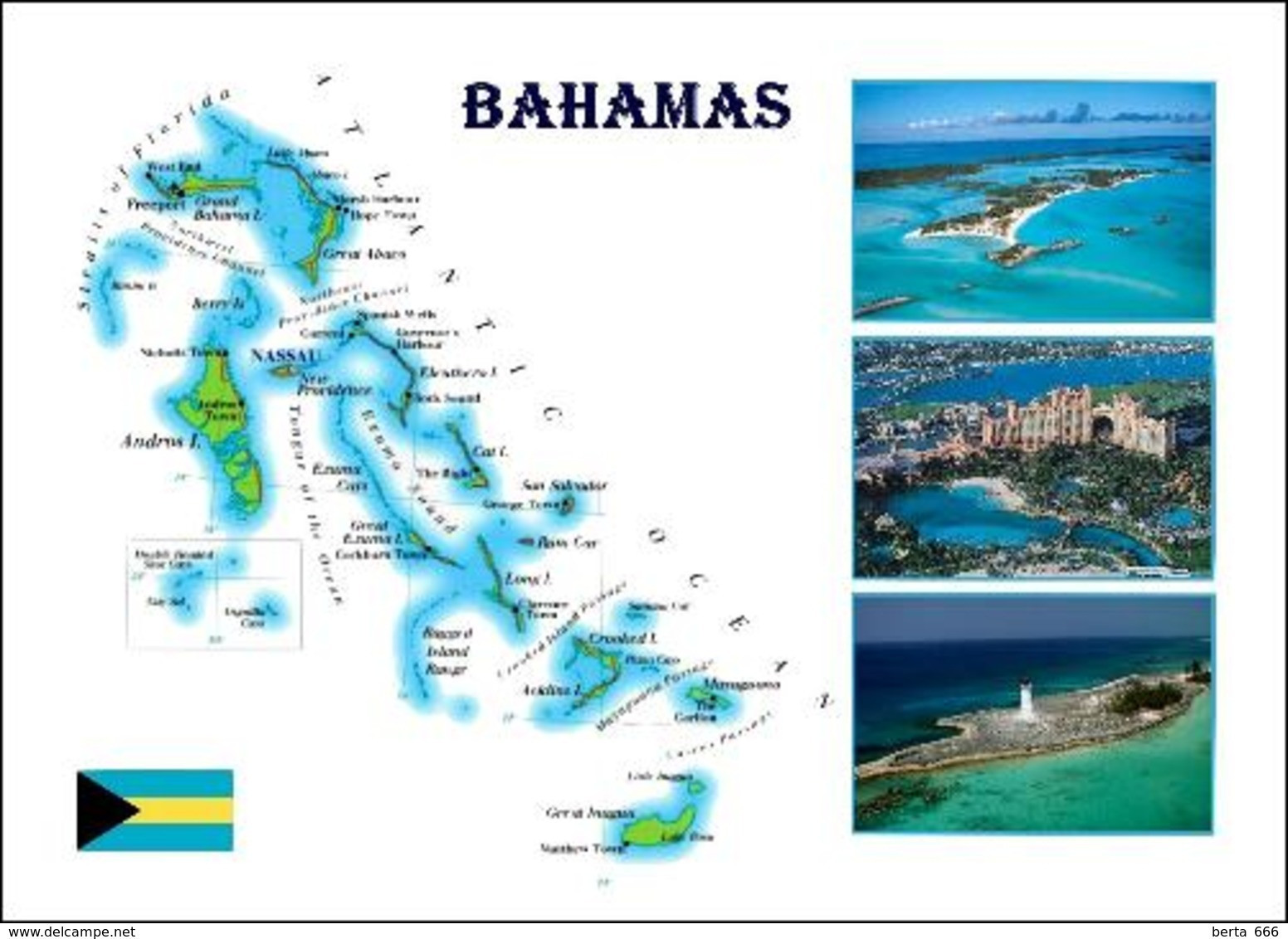 Bahamas Country Map New Postcard Landkarte AK - Bahama's