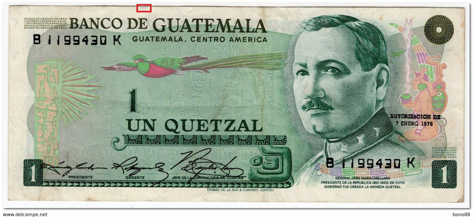 GUATEMALA,1 QUETZAL,1976,P.59b,VF,MICRO TEAR - Guatemala