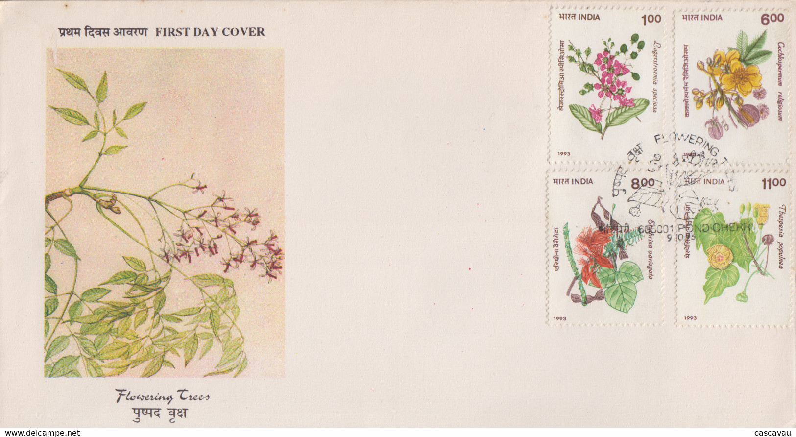 Enveloppe  FDC  1er  Jour   INDE   Flore   Fleurs  D' Arbres   1993 - FDC