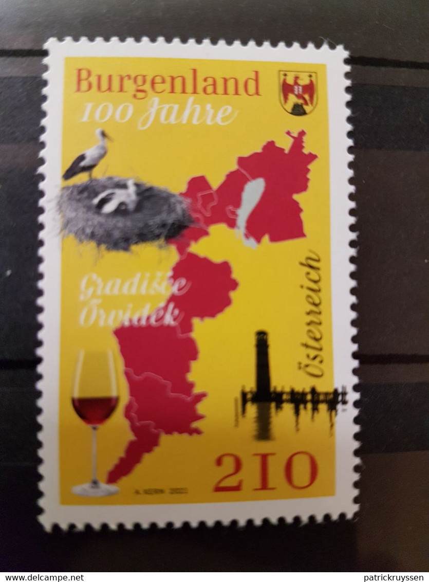 Austria 2021 Autriche 100 Years Burgenland LIGHTHOUSE Bird Map Wine Glass 1v Mnh - Ungebraucht