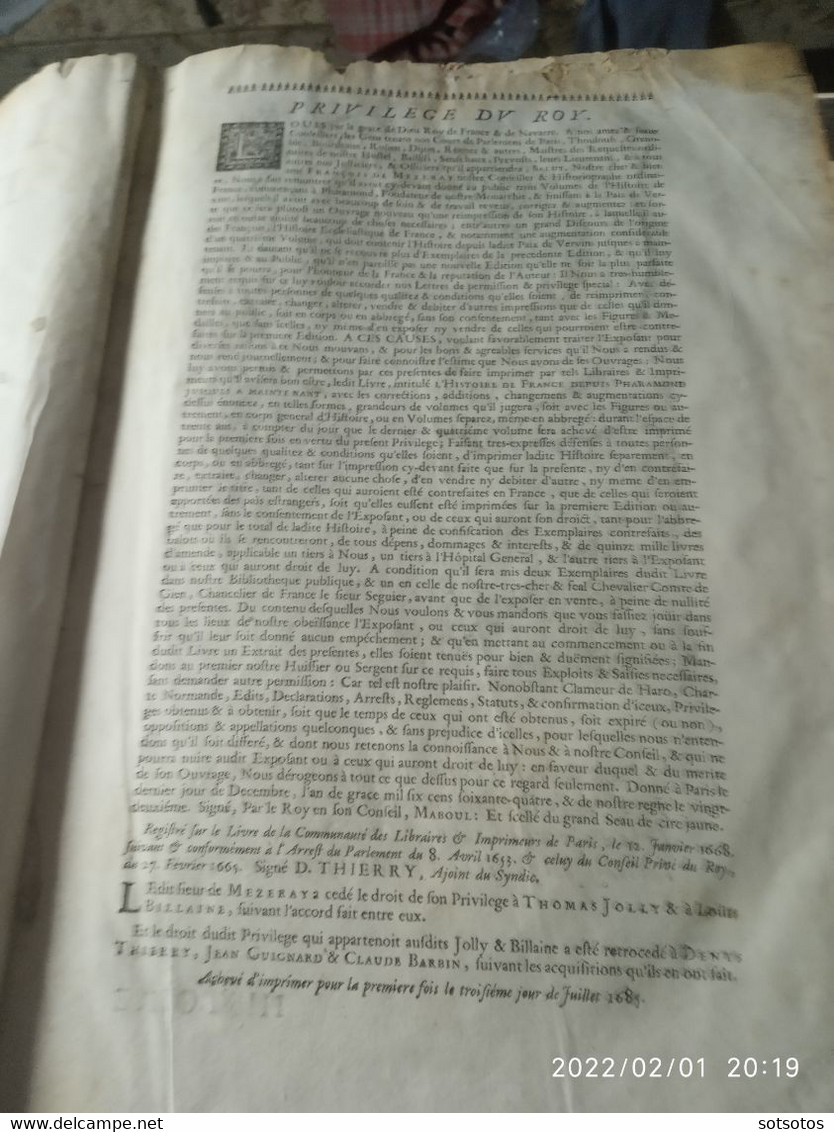 Histoire de France depuis Faramond jusqu'au règne de Louis le Juste par le sieur F. de Mézeray – Enrichie  de plusieurs