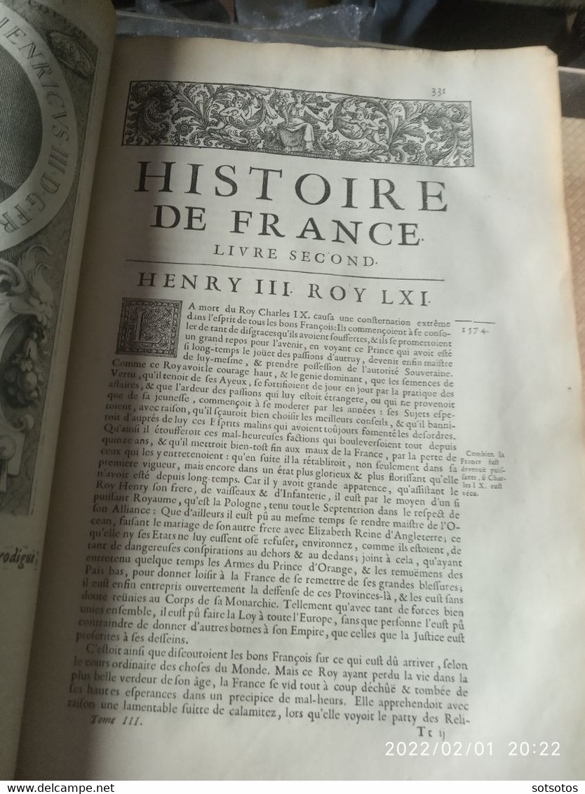 Histoire de France depuis Faramond jusqu'au règne de Louis le Juste par le sieur F. de Mézeray – Enrichie  de plusieurs