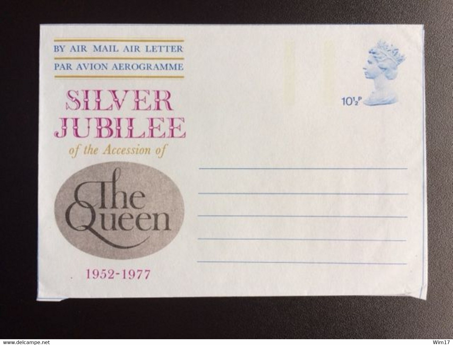 GREAT BRITAIN 1977 AEROGRAMME SILVER JUBILEE UNUSED GROOT BRITTANNIE - Universal Mail Stamps