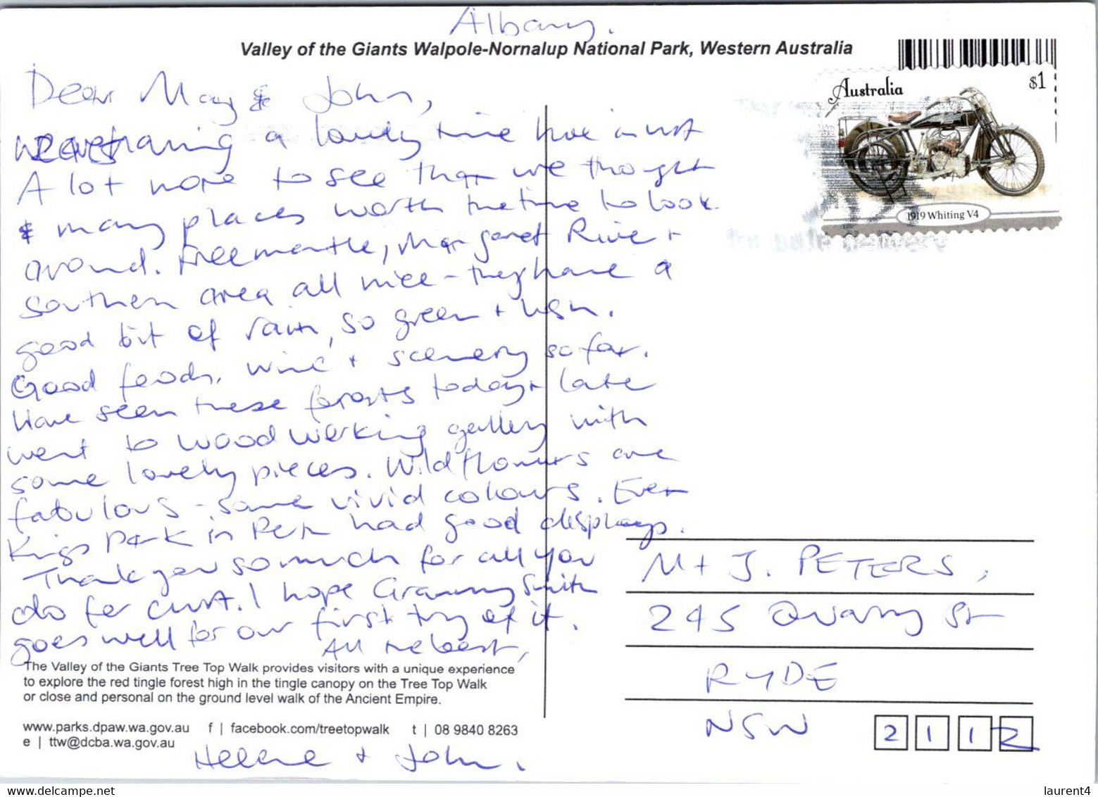 (2 F 28) Australia - WA - Valley Of The Giants (posted To Australia Motorbike Stamp) - Otros & Sin Clasificación