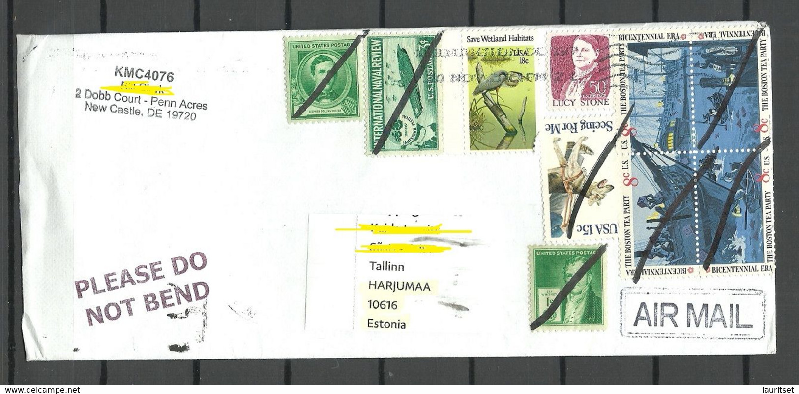 USA 2021 Cover To ESTONIA NB! Stamps Cancelled By Hand - Covers & Documents