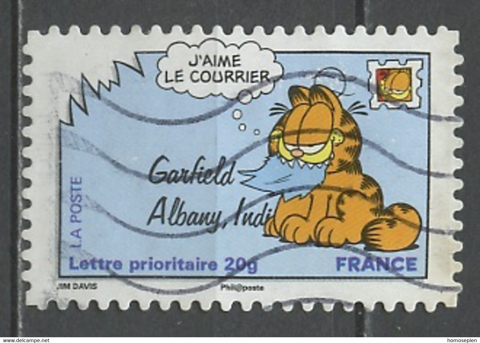 France - Frankreich Adhésif 2008 Y&T N°AD198 - Michel N°SK4502 (o) - (svi) J'aime Le Courrier - Gebruikt