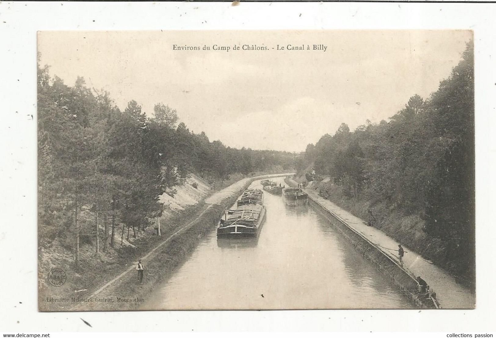 Cp , Bateau , Péniches , 51 , Le Canal à BILLY , Environs Du CAMP DE CHALONS , Vierge - Hausboote