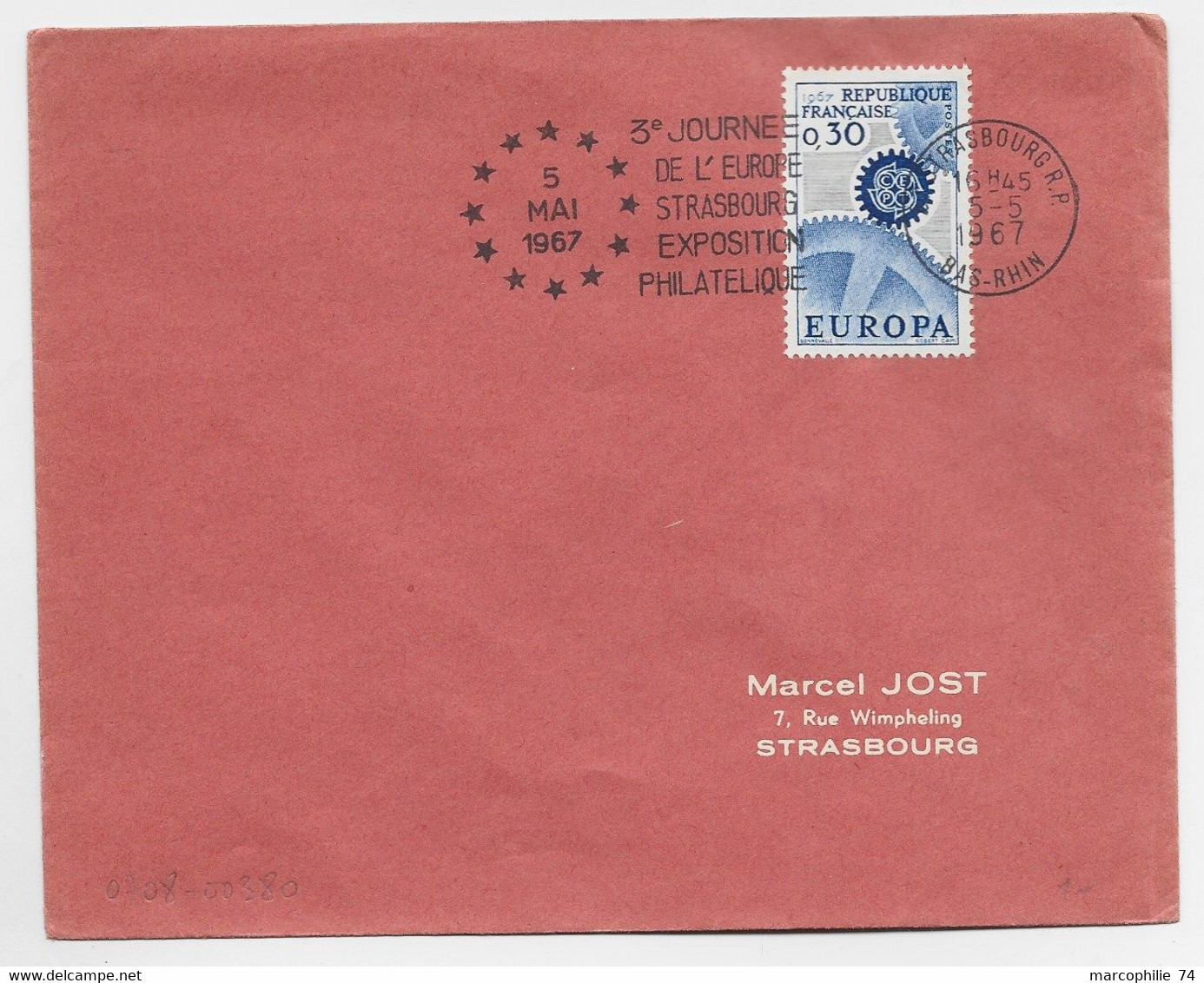 FRANCE EUROPA 30C SEUL LETTRE COVER BRIEF MEC STRASBOURG 5.5.1967 3E JOURNEE DE L'EUROPE - 1967