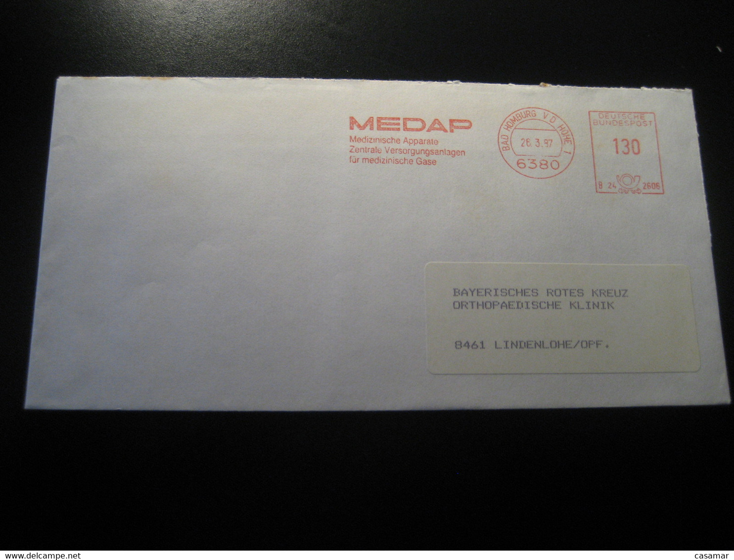 BAD HOMBURG 1987 Medap Medical Apparatus Thermal Health Sante Meter Mail Cancel Cover GERMANY - Termalismo