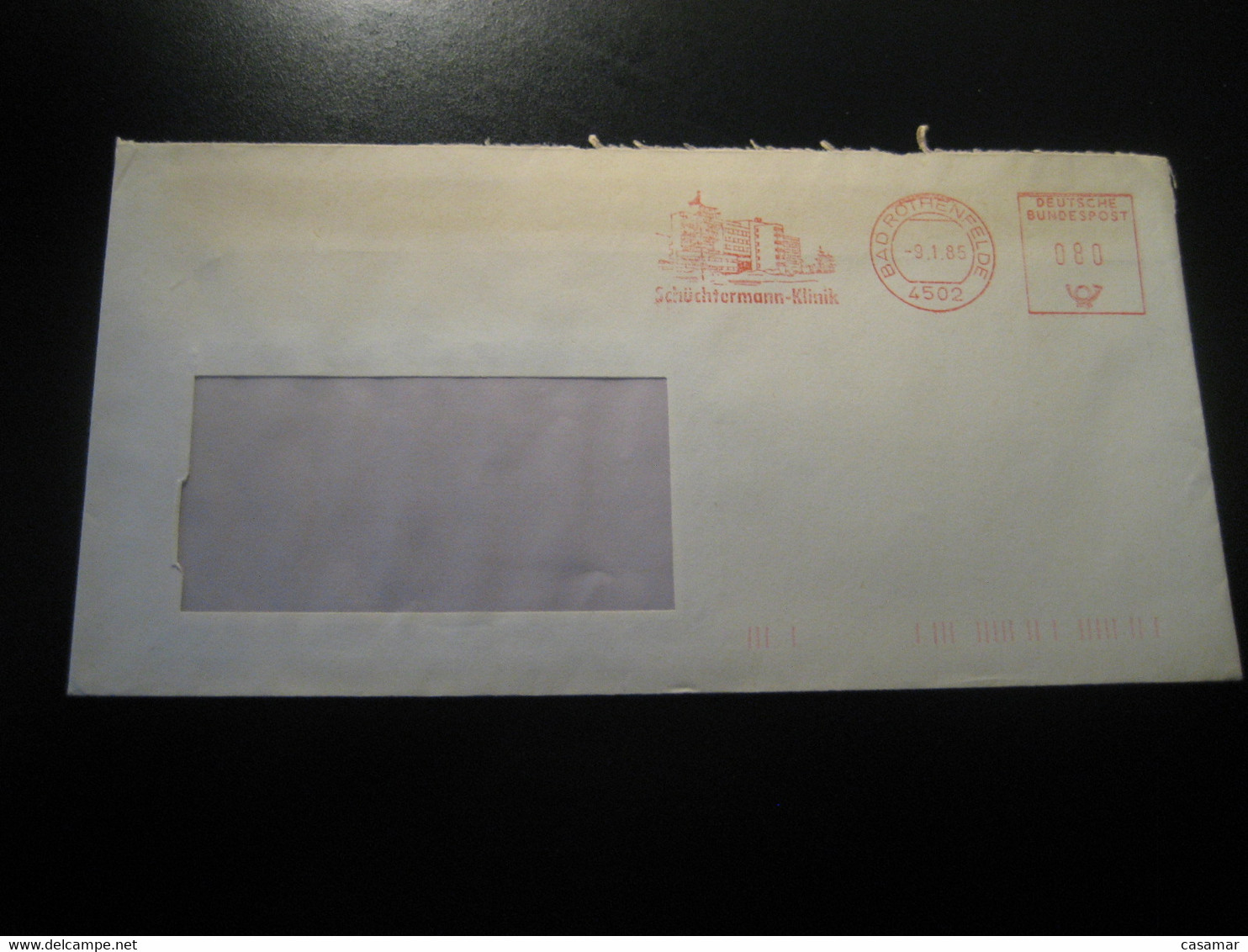 BAD ROTHENFELDE 1985 Schuchtermann Klinik Clinic Hospital Clinique Thermal Health Meter Mail Cancel Cover GERMANY - Kuurwezen