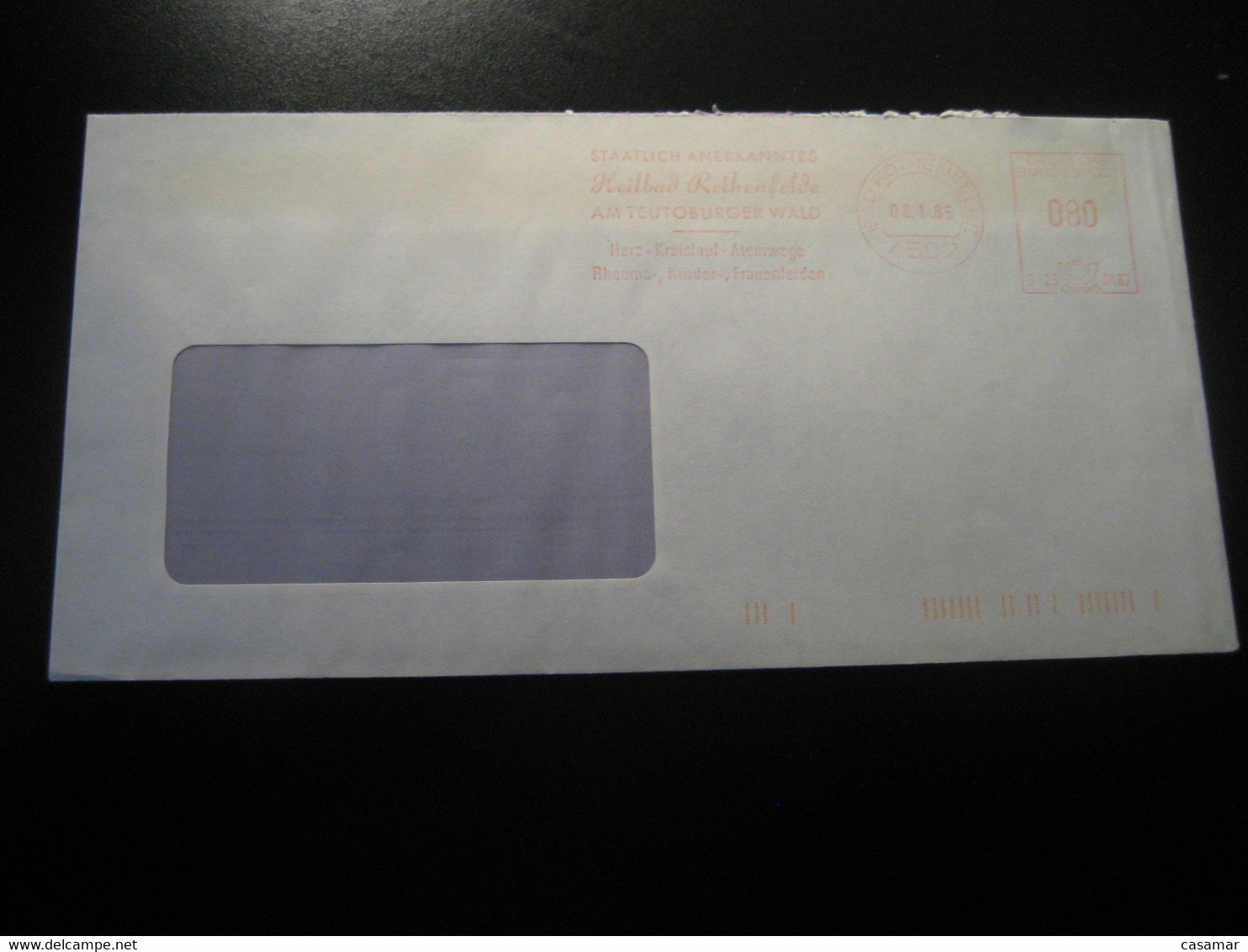 BAD ROTHENFELDE 1985 Heilbad Rheuma Rheumatism Rhumatisme Thermal Health Meter Mail Cancel Cover GERMANY - Termalismo