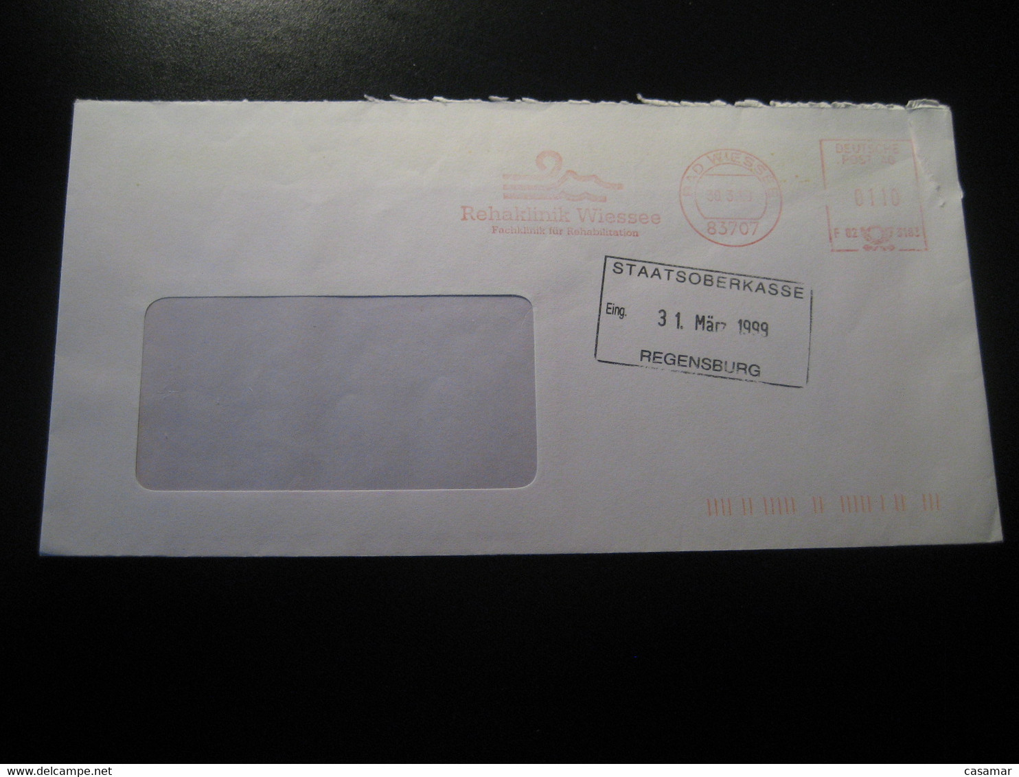 BAD WIESSEE 1999 Rehabilitation Klinik Clinic Hospital Clinique Thermal Health Meter Mail Cancel Cover GERMANY - Bäderwesen