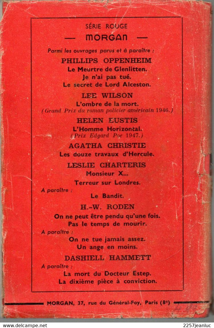 Terreur Sur Londres De Leslie Charteris -  Editions Morgan De 1949 Avec ça Jaquette - Morgan