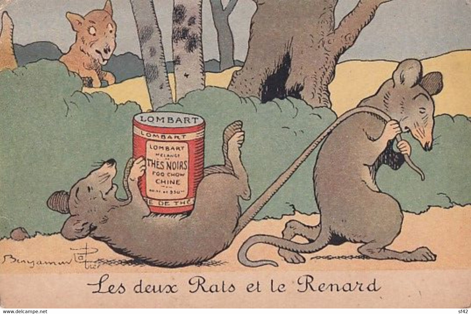 LES DEUX RATS ET LE RENARD         BENJAMIN RABIER       THE  LOMBART - Rabier, B.