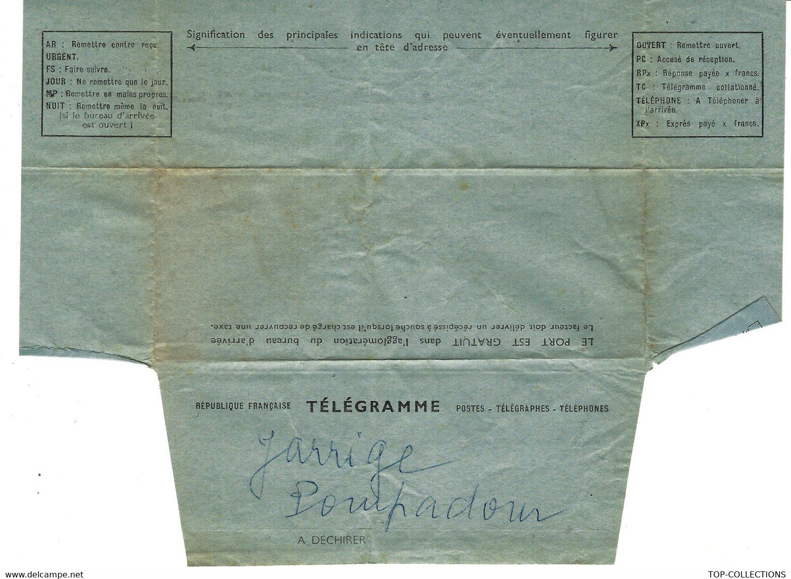 LOT DE 6 TELEGRAMMES D'Alger Pour Arnac  Pompadour Corrèze Circa  1949 1950 à 1956  VOIR SCANS - Lettres & Documents