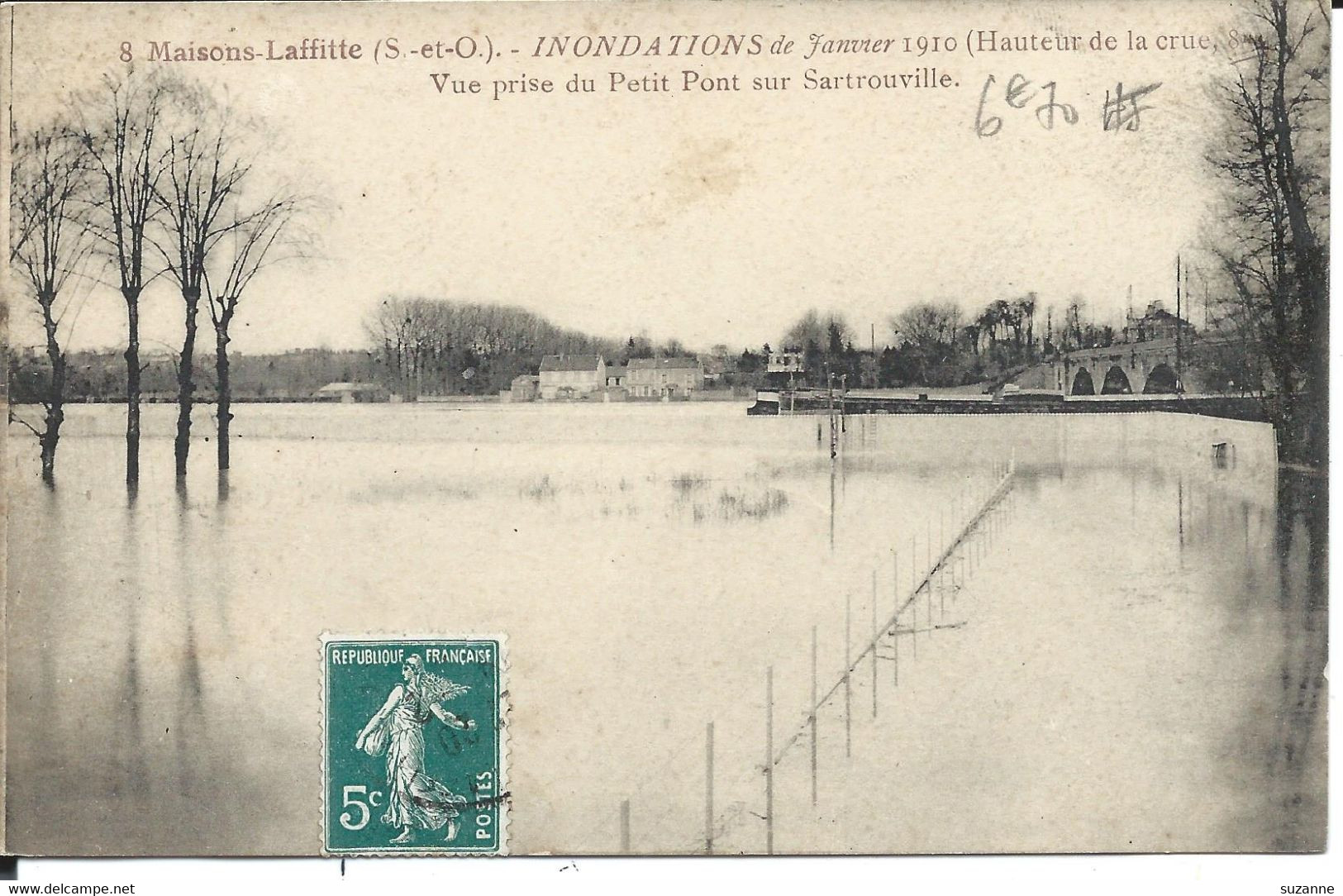 MAISONS-LAFITTE - Inondations 1910 - Vue Prise Du Petit Pont Vers Sartrouville - Maisons-Laffitte