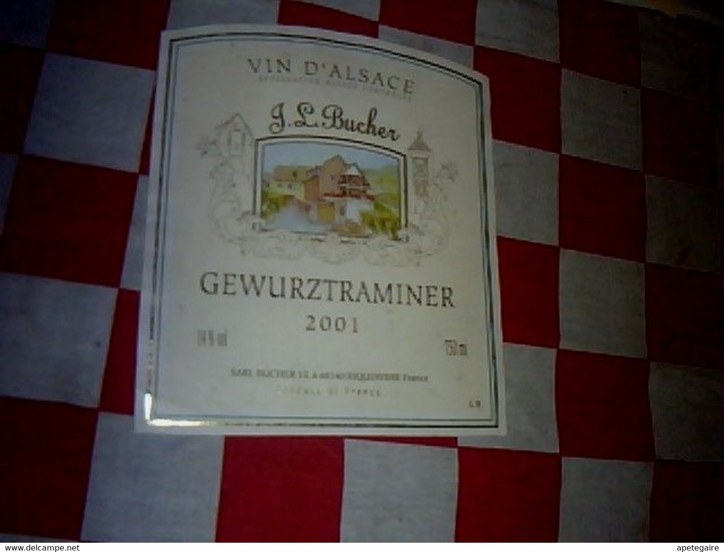 Étiquette De Vin Alsace Gewurztraminer Kirchberg De Barr J.L. Bucher Millésime 2001 à  Riquewihr - Gewurztraminer