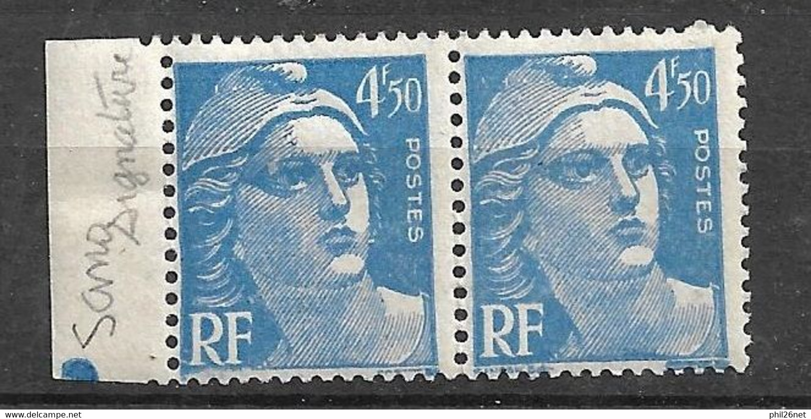 France N°718A Paire Avec Petite Variété Signature  Absente  Neufs  *  B/TB Voir Scans   - Nuovi