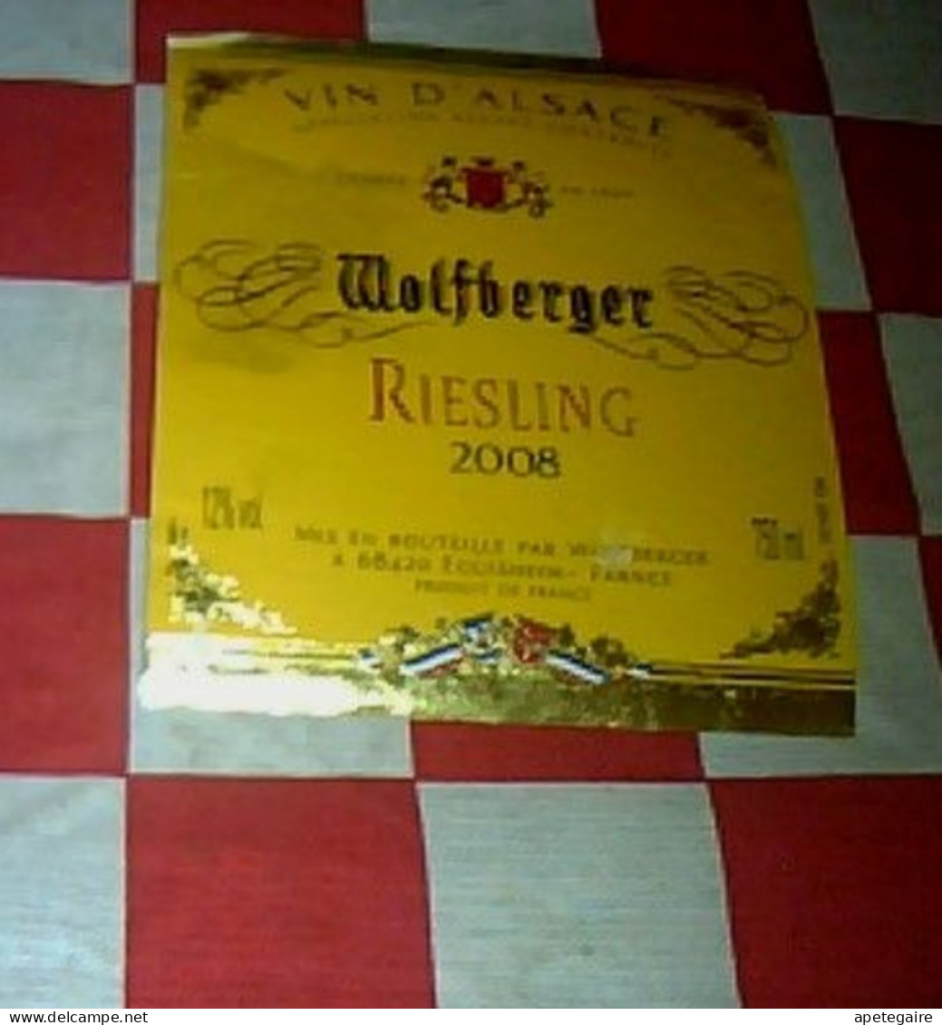 Eguisheim  Étiquette Utilisée De Vin D'Alsace Riesling Millésime 2008  Cave Wolfberger - Riesling