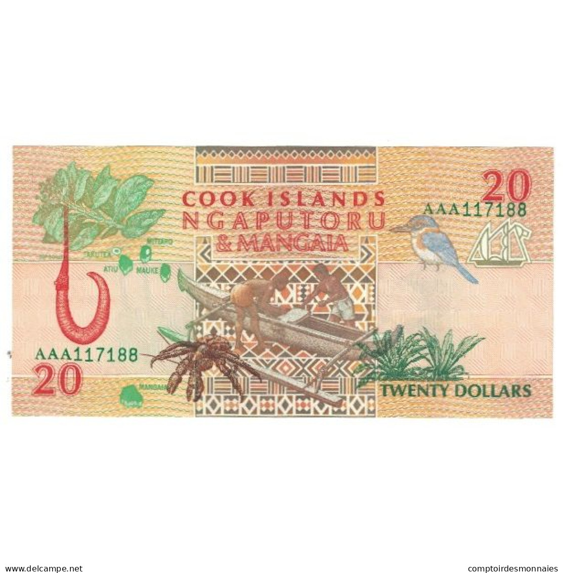 Billet, Îles Cook, 20 Dollars, KM:9a, NEUF - Isole Cook