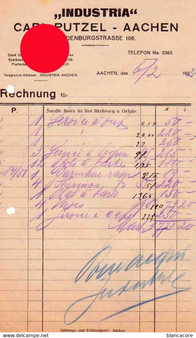 CARL PUTZEL à AIX - LA - CHAPELLE / AACHEN 1922 - Andere & Zonder Classificatie