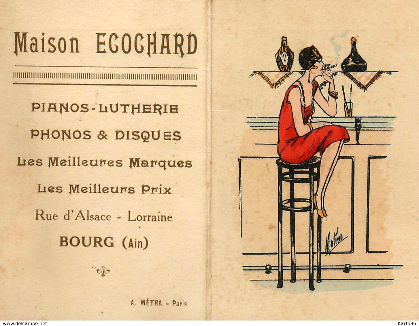 Petit Calendrier Ancien Publicitaire 1931 * Maison ECOCHARD à Bourg En Bresse Piano Phono Lutherie * Calendar Almanach - Petit Format : 1921-40