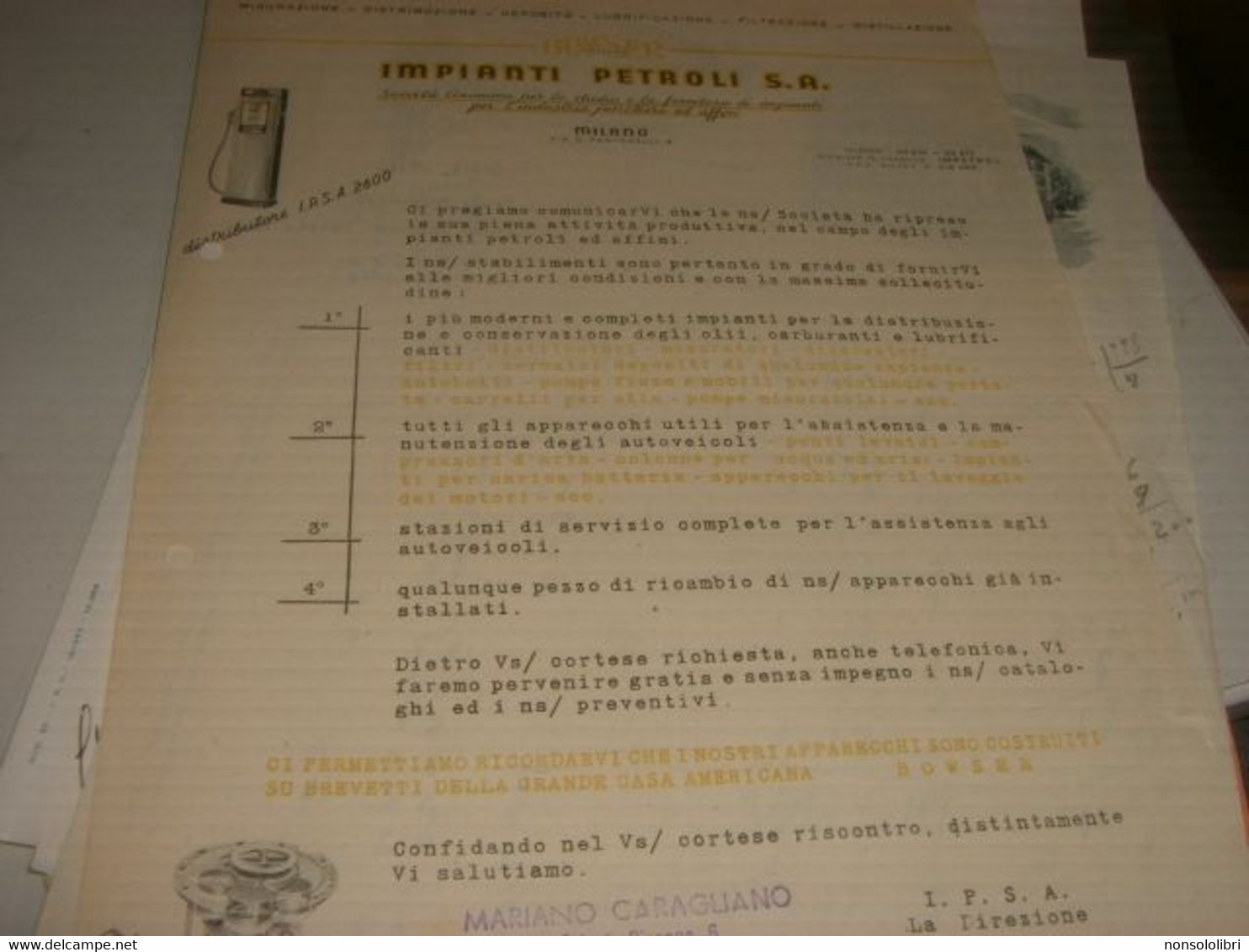 LETTERA SU CARTA INTESTATA IMPIANTI PETROLI - Italia