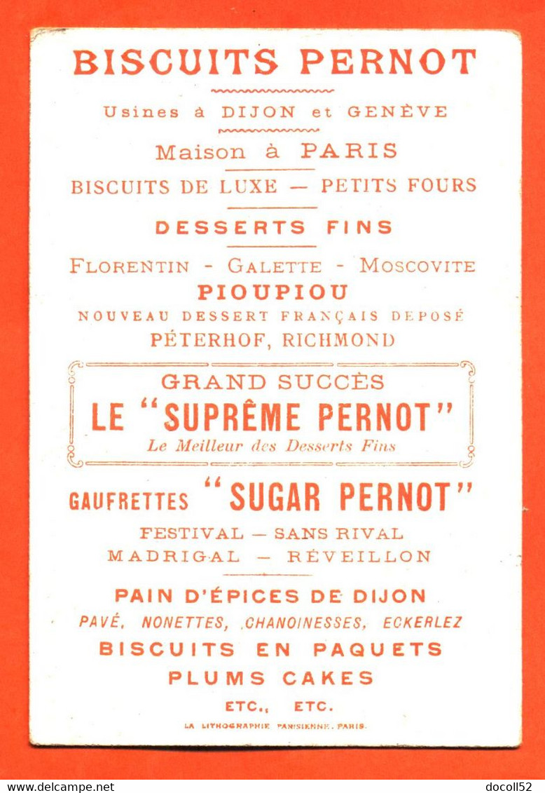 Chromo Série Alphabet Biscuits Pernot à Dijon Lettre M " Malgache , Muraille , Massue , Muflier " 2 Scans - Pernot