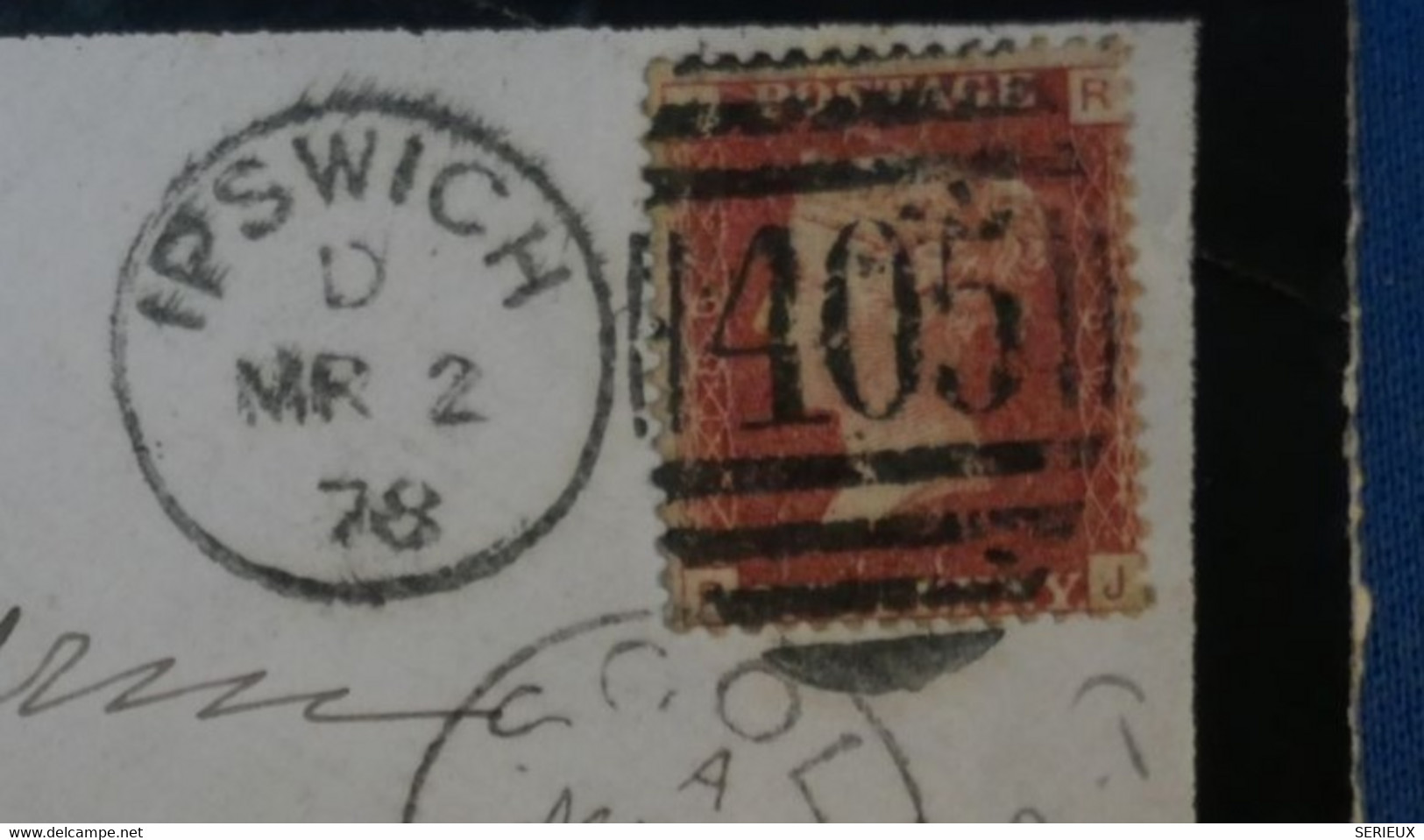 H20 GRANDE BRETAGNE LETTRE 1878 IPSWICH POUR LEOLE+ AFFRANCH. INTERESSANT - Briefe U. Dokumente