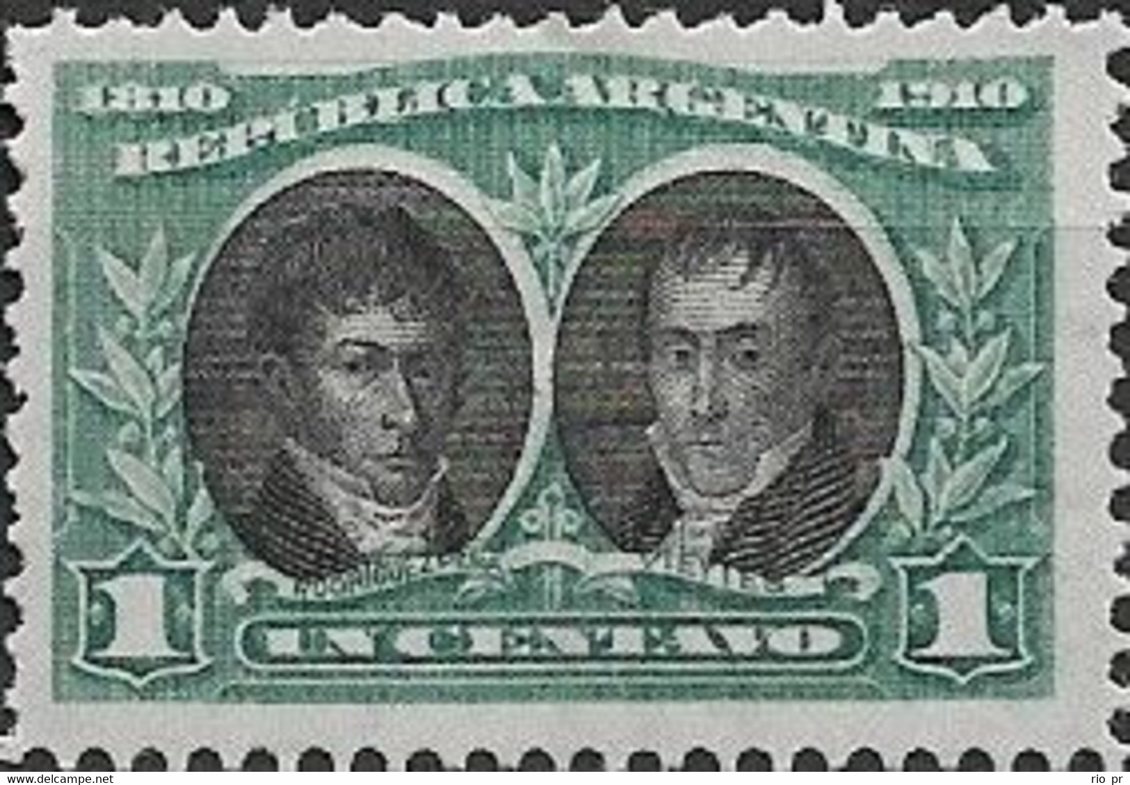 ARGENTINA - CENTENARY OF THE ARGENTINE REPUBLIC (NICOLAS R. PEÑA AND HIPÓLITO VIEYTES, 1 C) 1910 - MNH - Unused Stamps