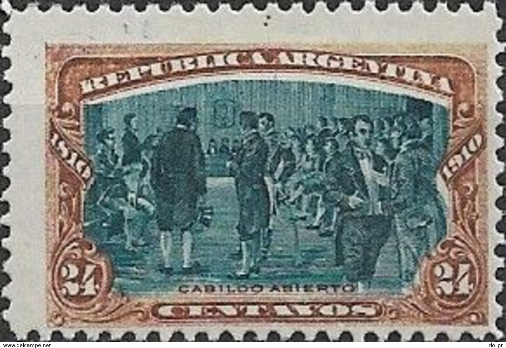 ARGENTINA - CENTENARY OF THE ARGENTINE REPUBLIC (1st COUNCIL, 24 C) 1910 - MNH - Ungebraucht