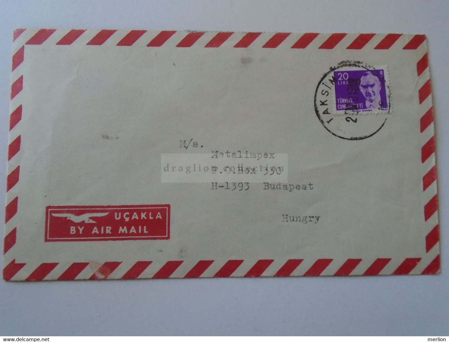 D188328 TÜRKIYE   Airmail Cover  Cancel  Taksim  1981 Istanbul   -  Sent To  Hungary - Lettres & Documents