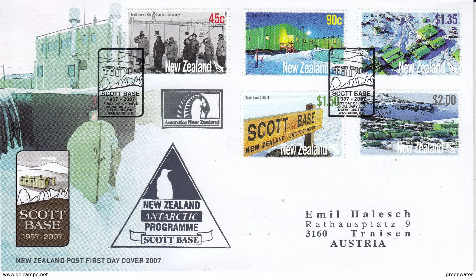 Ross Dependency 2007 Scott Base 5v Cover Ca NZ A,tarctic Programme Scott Base  (RS166B) - Brieven En Documenten