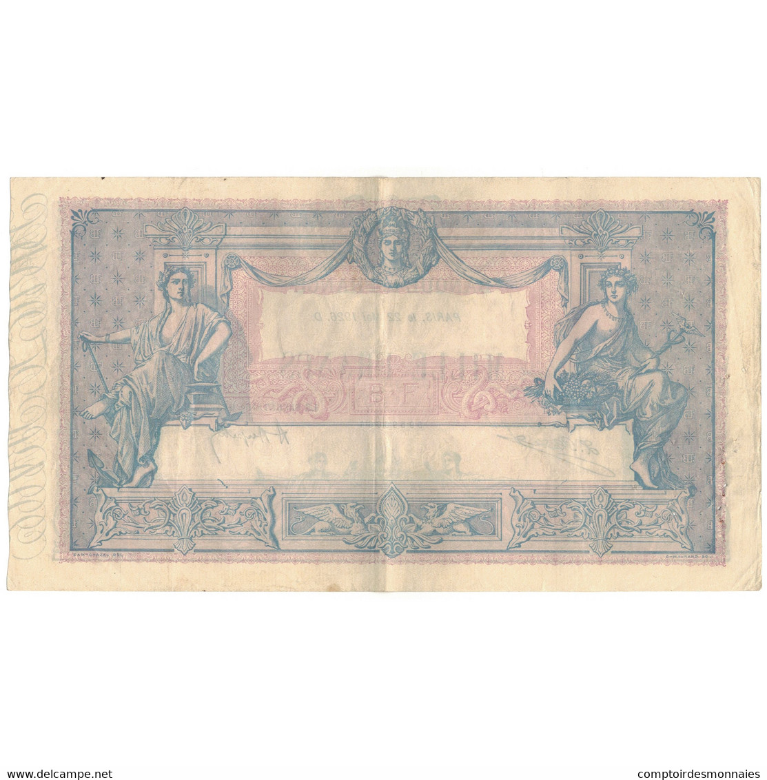 France, 1000 Francs, X.2384, TTB+, Fayette:36.42, KM:67j - 1 000 F 1889-1926 ''Bleu Et Rose''