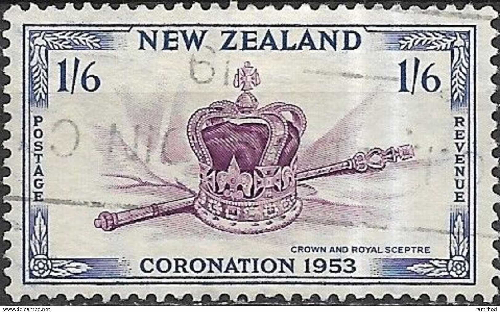 NEW ZEALAND 1953 Coronation - 1s.6d. St Edward's Crown And Royal Sceptre FU - Used Stamps