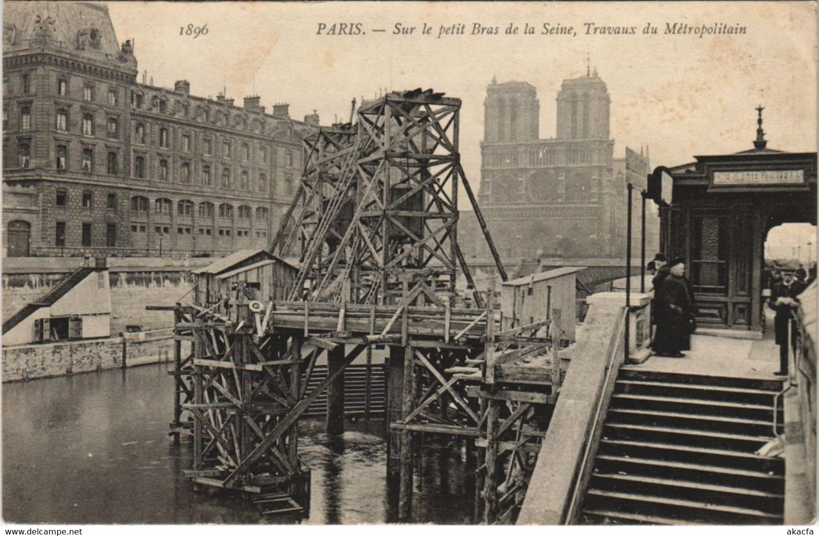 CPA PARIS 6e Travaux Du Métropolitain Petit Bras De La Seine (35536) - Arrondissement: 06