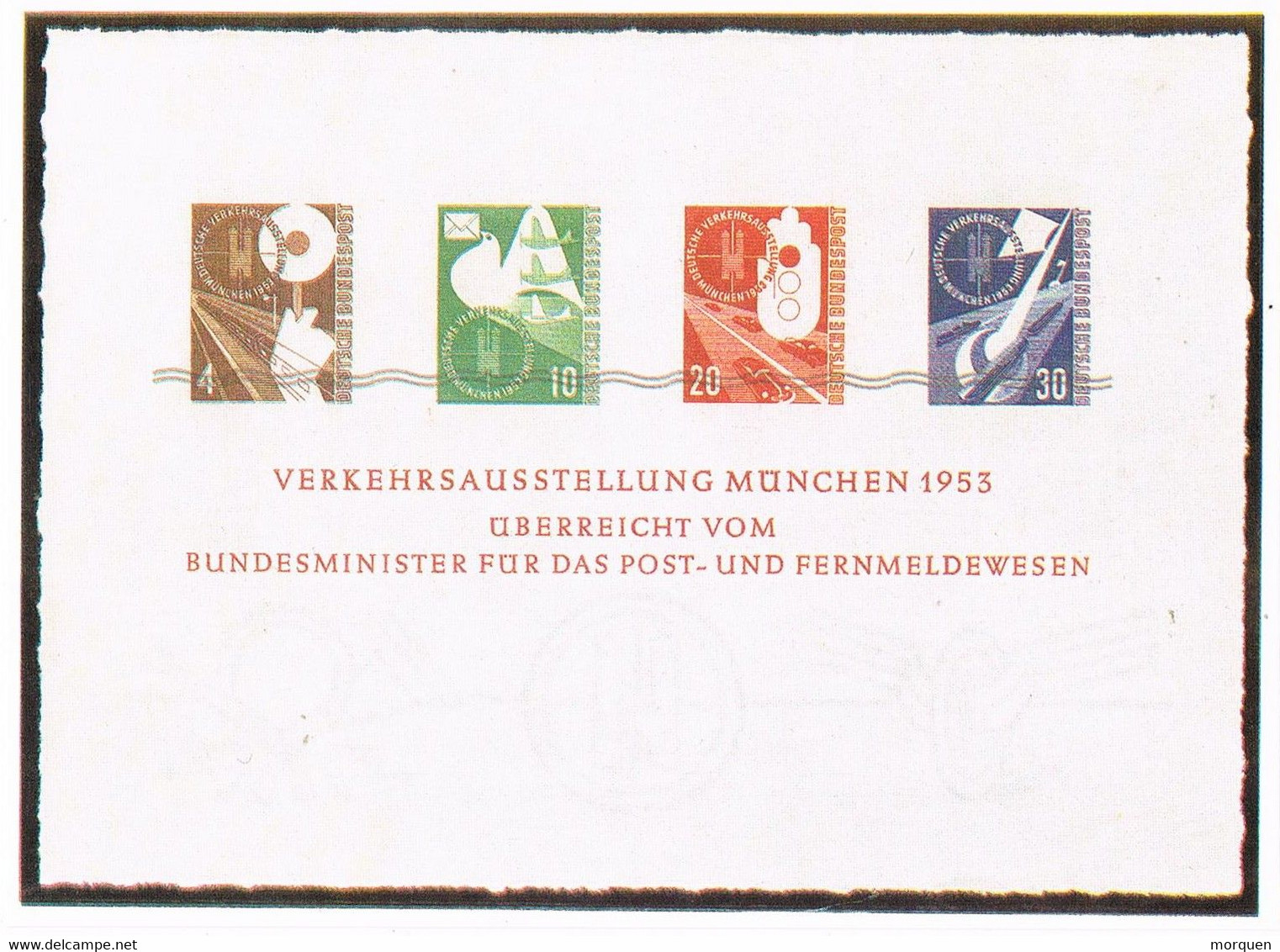 43614. Hojita Exposicion Filatelica MUNCHEN (Alemania Federal) 1953. Facsimil, Faksimile - R- Und V-Zettel