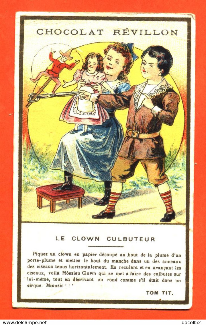 Chromo Chocolat Révillon Mydia " Le Clown Culbuteur " Jeu - Poupée " 2 Scans - Revillon