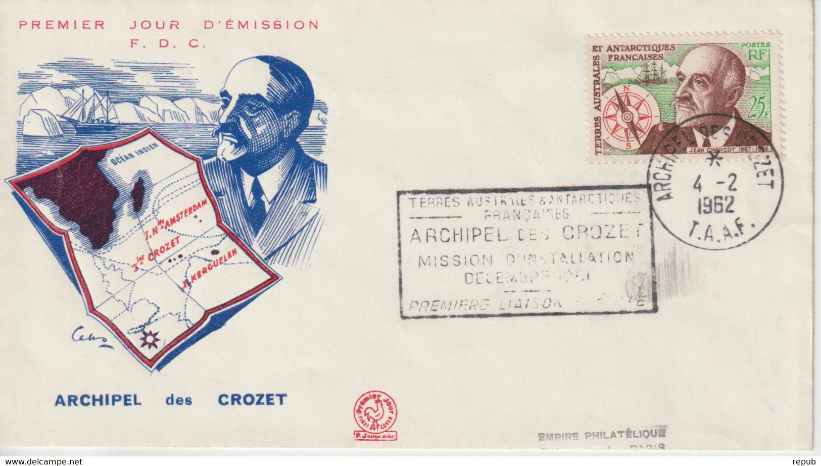 TAAF FDC 1961 Commandant Charcot 19 - FDC