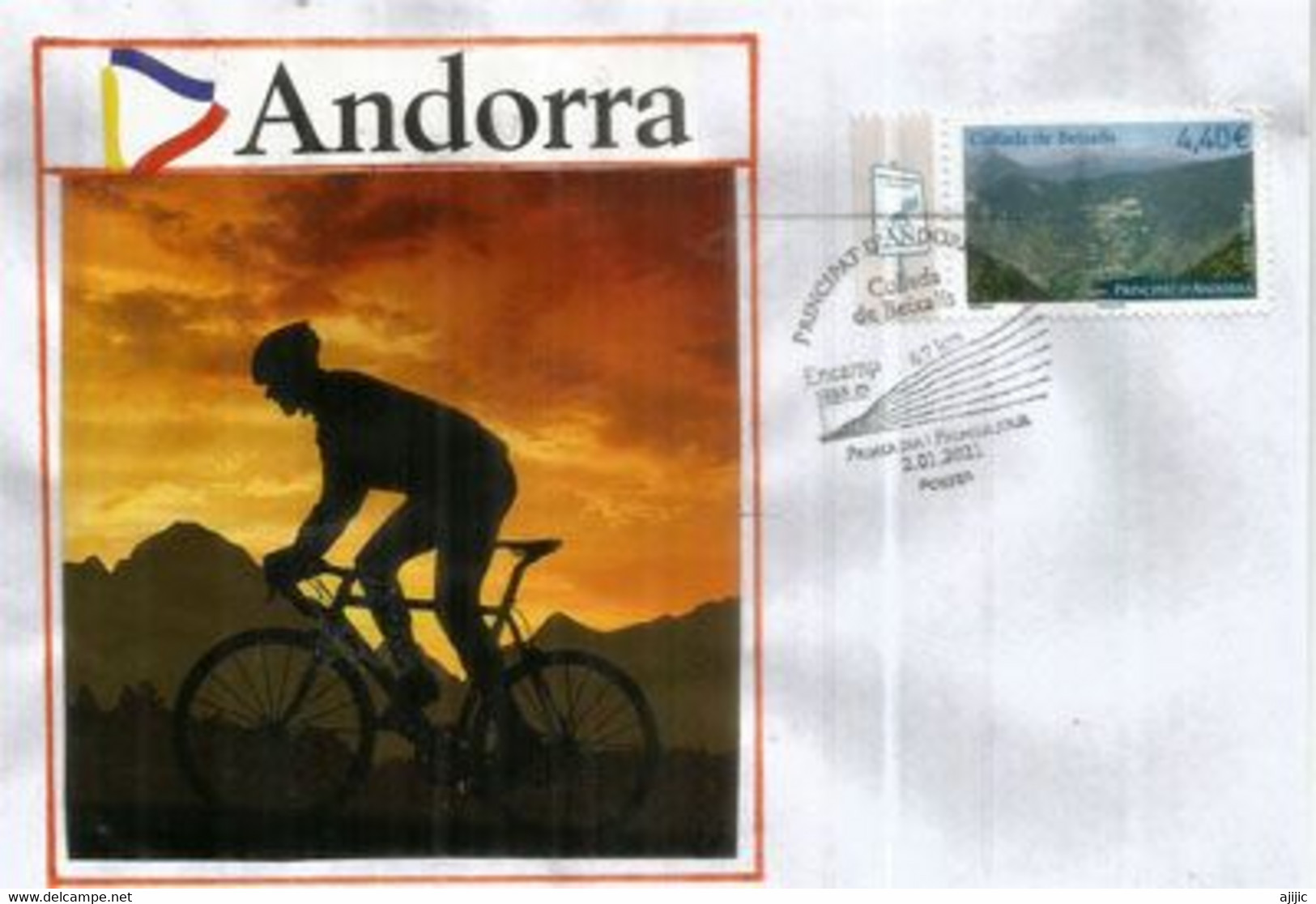 ANDORRE.FR. Le Col De Beixalis Dans Le Tour De France Et La Vuelta España (1ère Catégorie) FDC Année 2021.Haute Faciale - Lettres & Documents