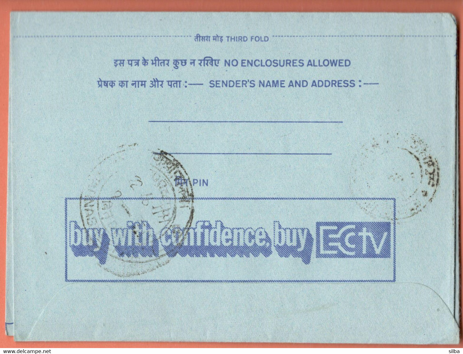 India Inland Letter / Peacock 20 Postal Stationery / Buy With Confidence, Buy EC Tv - Inland Letter Cards