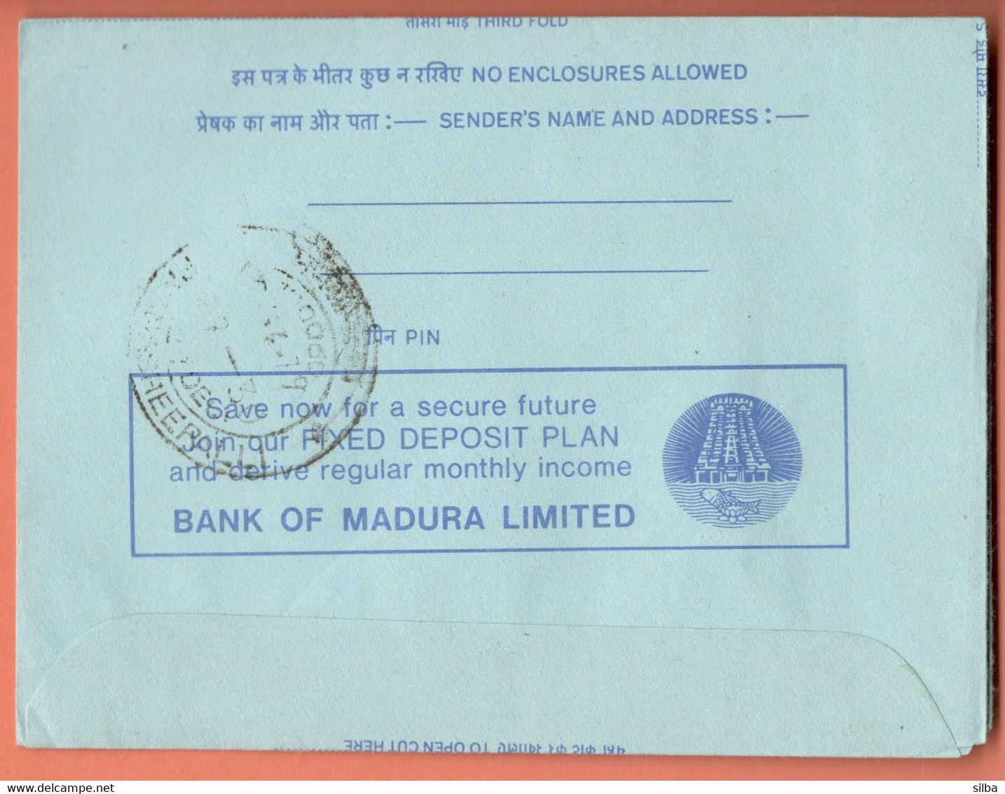 India Inland Letter / Peacock 20 Postal Stationery / Fixed Deposit Plan, Bank Of Madura Limited / Fish - Inland Letter Cards