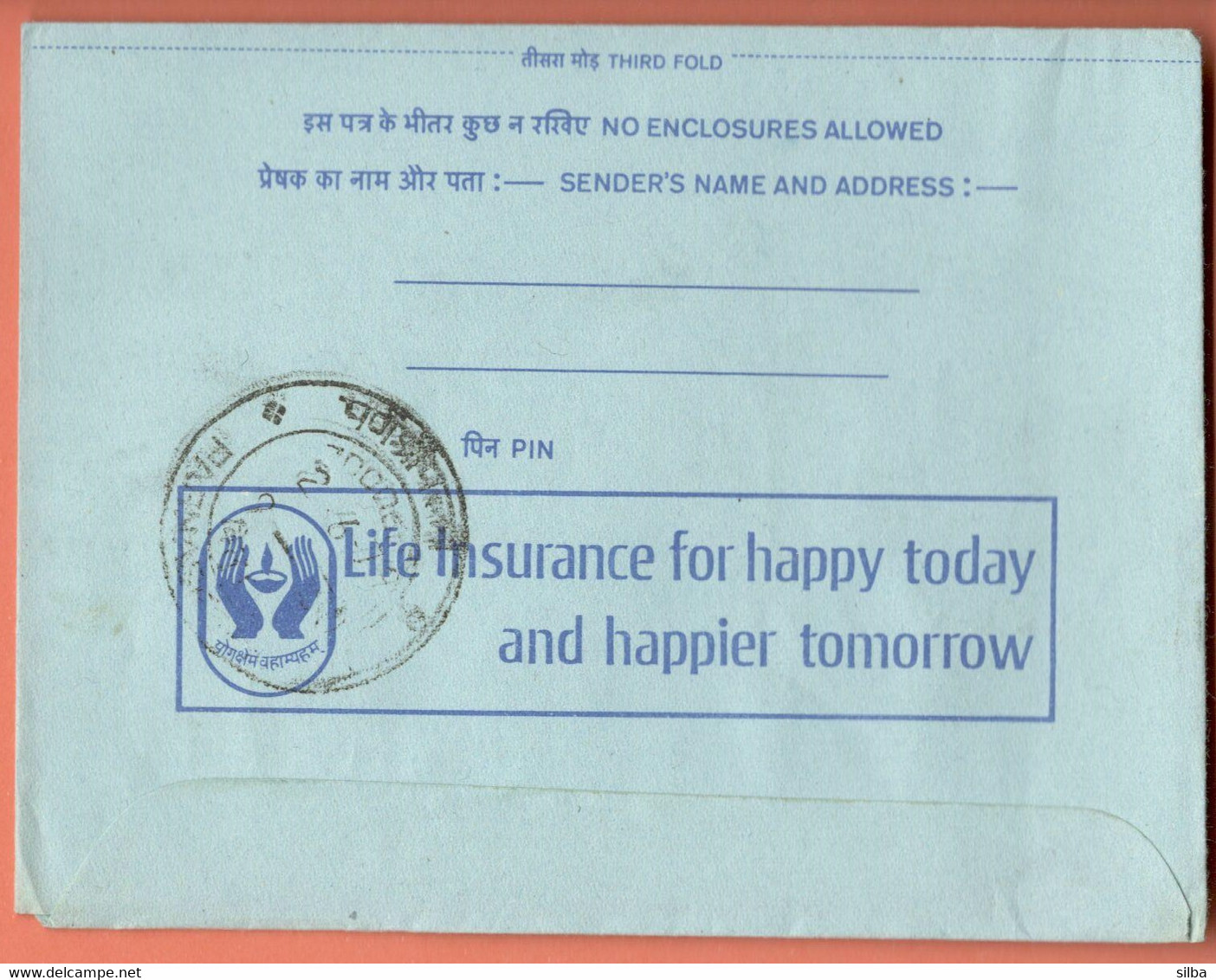 India Inland Letter / Peacock 20 Postal Stationery / Life Insurance For Happy Today And Happier Tomorrow, Hands - Inland Letter Cards