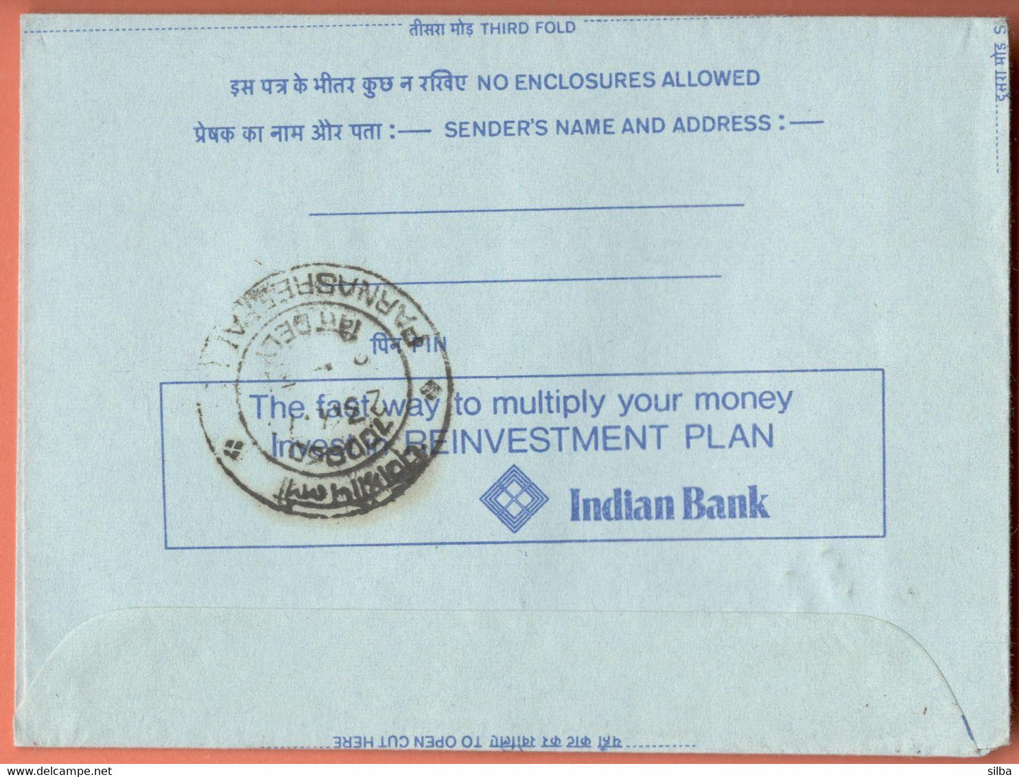 India Inland Letter / Peacock 20 Postal Stationery / Reinvestment Plan, Indian Bank - Inland Letter Cards