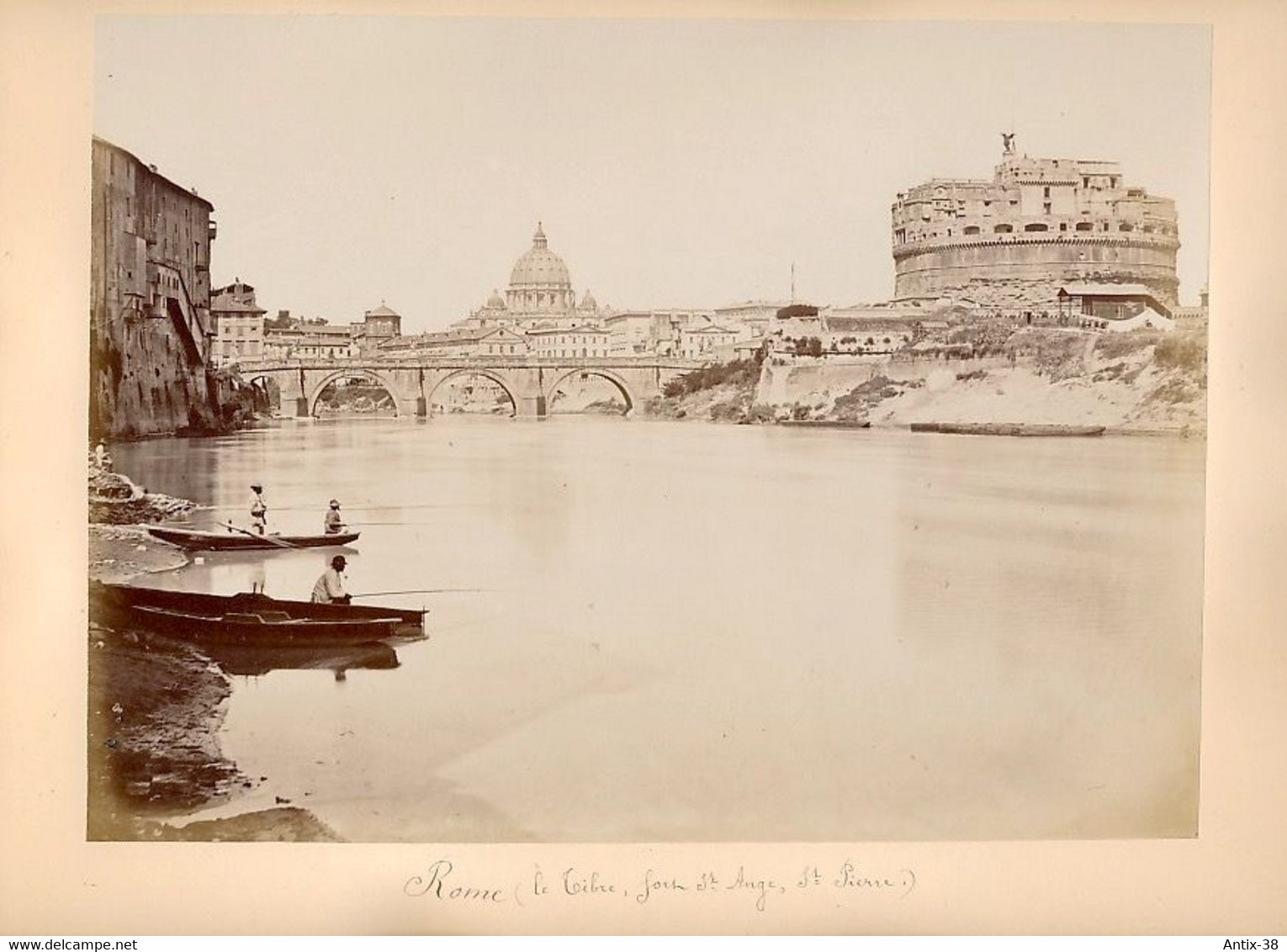 L18 - Photo - ITALIE - Rome - Le Tibre - Fort Saint-Ange - Saint-Pierre - Anciennes (Av. 1900)