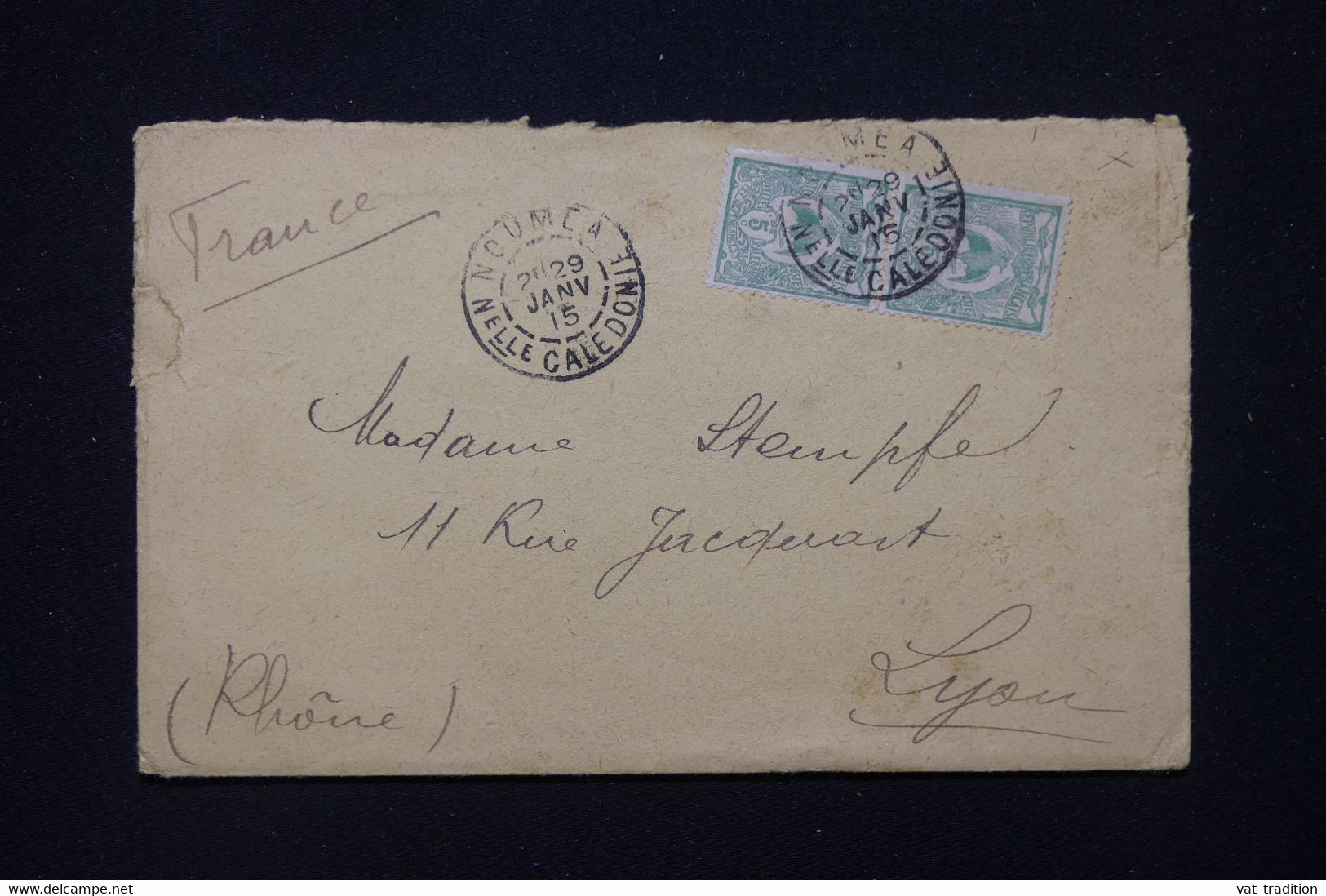 NOUVELLE CALÉDONIE - Enveloppe De Nouméa Pour Lyon En 1915 - L 115876 - Storia Postale