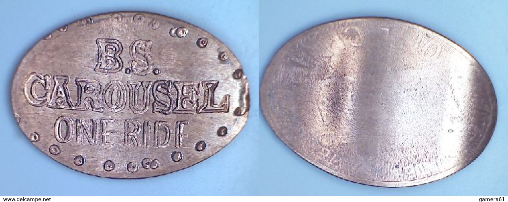02066 GETTONE TOKEN JETON ELONGATED PENNY B. S. CAROUSEL ONE RIDE - Souvenirmunten (elongated Coins)