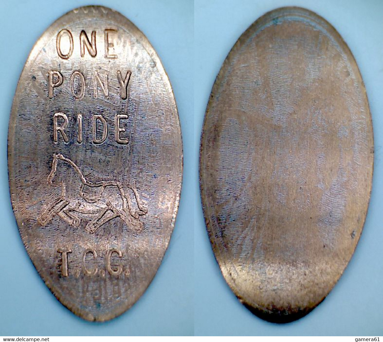 02649 GETTONE TOKEN JETON ELONGATED PENNY CAROUSEL ONE PONY RIDE T.C.C. - Souvenirmunten (elongated Coins)
